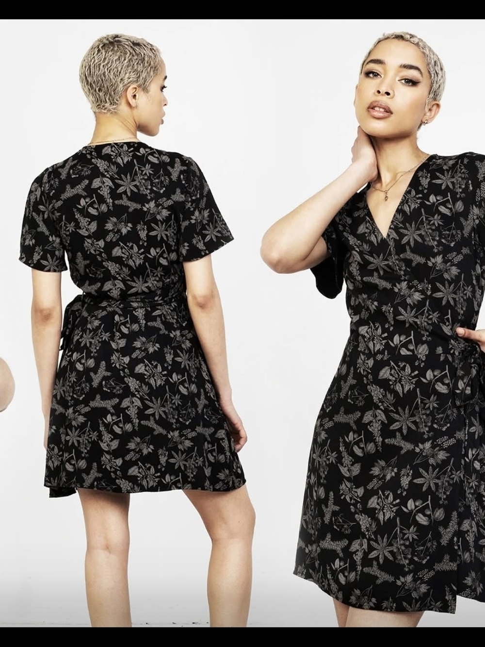Disturbia Poisonous Plants Wrap Mini Dress